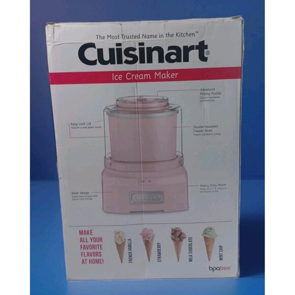 New Cuisinart Ice Cream Frozen Yogurt Maker - Pink Breast Cancer  BCRF - Picture 4 of 10